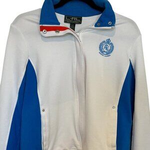 Lauren Ralph Lauren Women's White & Blue Lauren Active Zip Up Jacket Size M